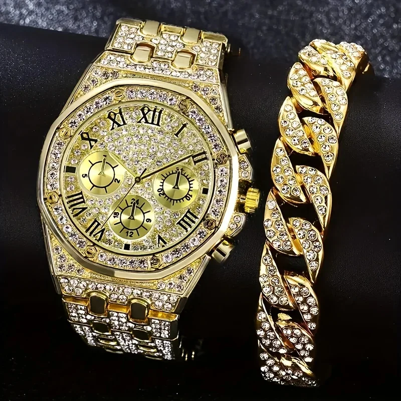 Icebox Jewelry Watches - Luxury Octagonal Bezel Iced Quartz Watch