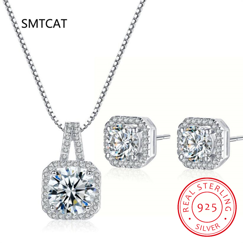 Diamond Stud Earrings - Square Cut Moissanite Diamond Jewelry Set
