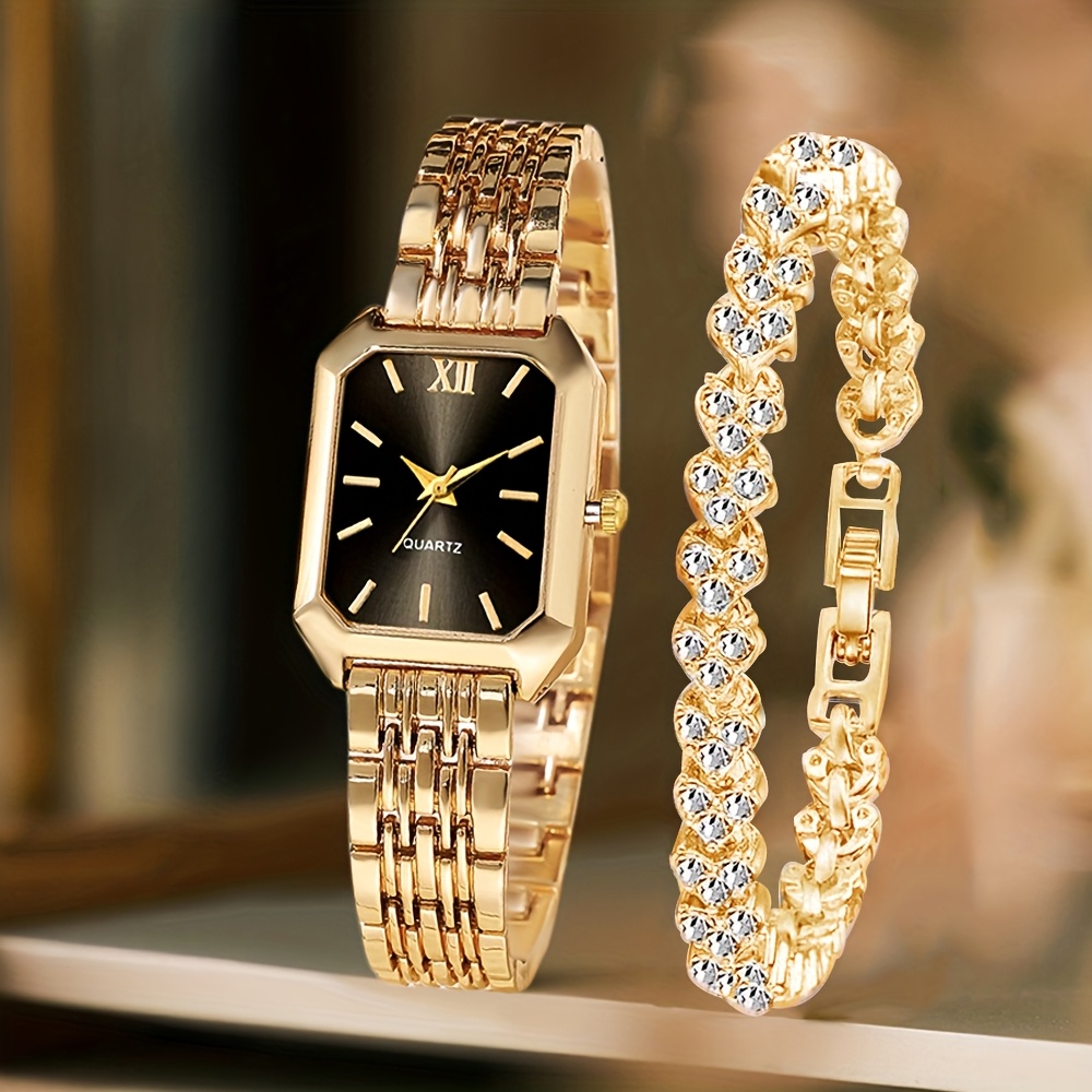 Jewelry Watches For Women - 2PCS Fashion Rectangle Women Quartz Watch