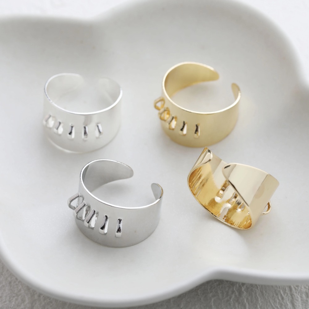Gold Plated Ring - 4PCS Brass Ring Settings with Hanging