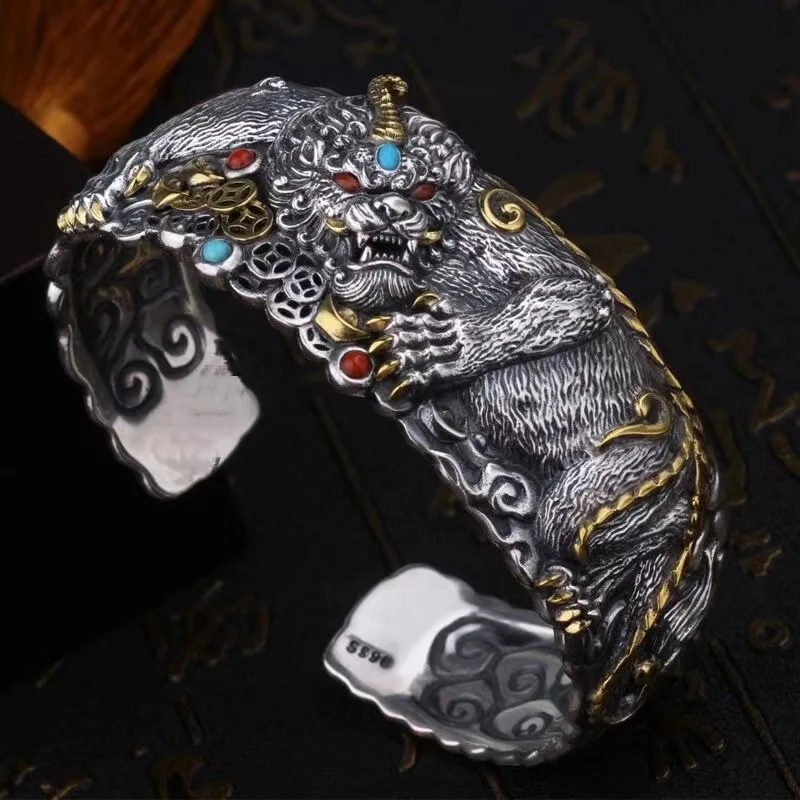 Cuff Bangle Bracelet - Lucky Pixiu Tiger Bracelet Natural Jewelry