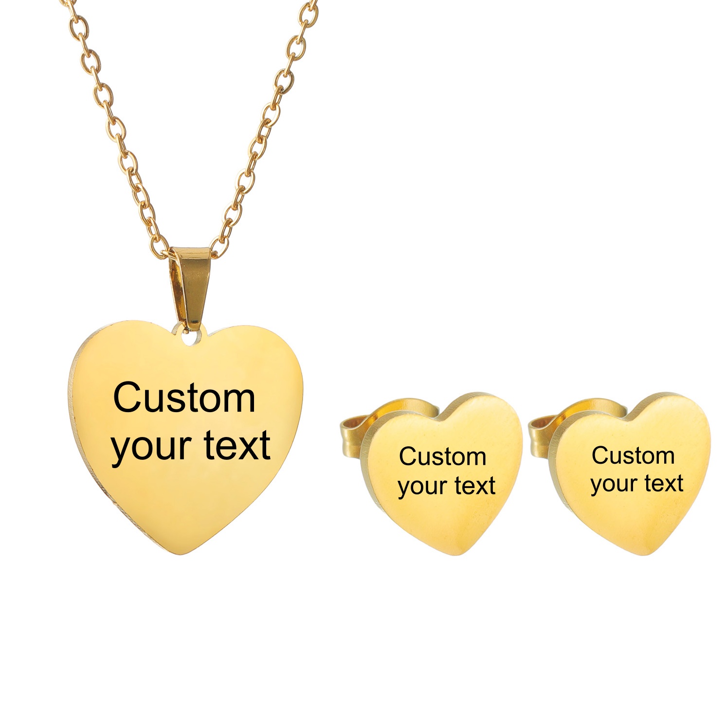 Engraved Name Necklace - Custom Name Necklace Earrings Jewelry Set