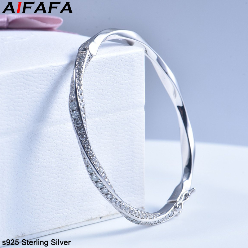 Cuff Bangle Bracelet - s925 Sterling Silver Bangle for Women