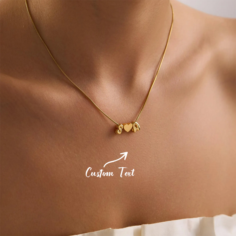 Engraved Name Necklace - Custom Two Initial Name 3d Bubble