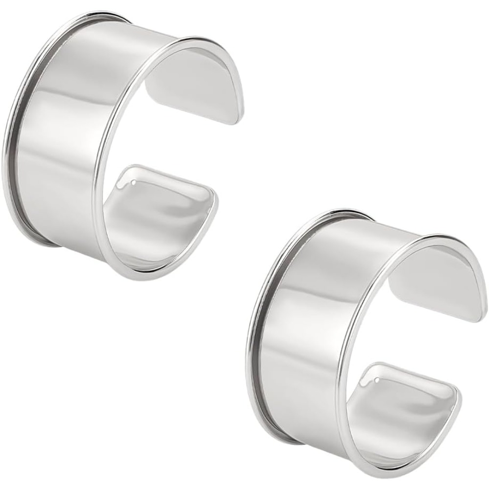Cuff Bangle Bracelet - 2pcs Platinum Grooved Bangles Punk Style