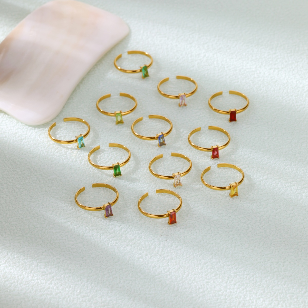 Birthstone Ring Set - Purple Zircon Square Rings For Women