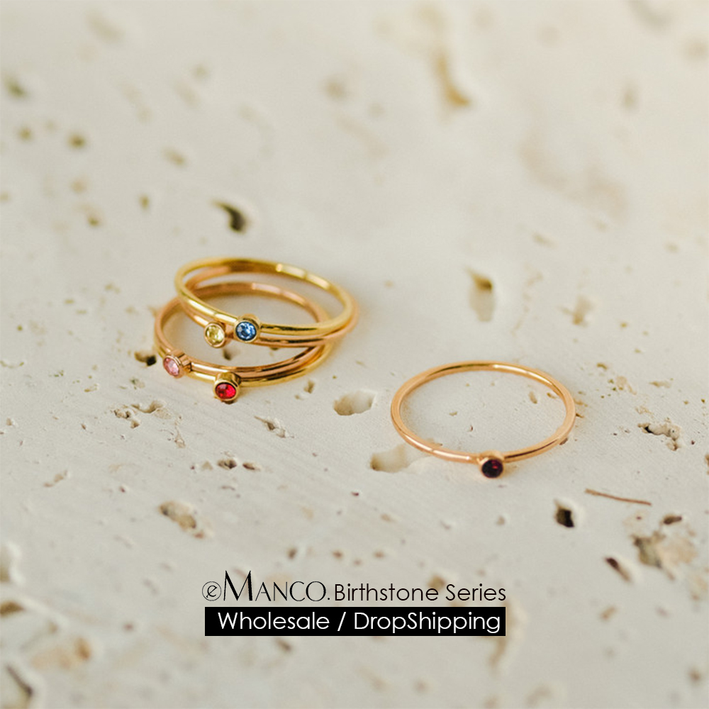 Birthstone Ring Set - EMANCO 12 Color Birthstone Ring Stainless