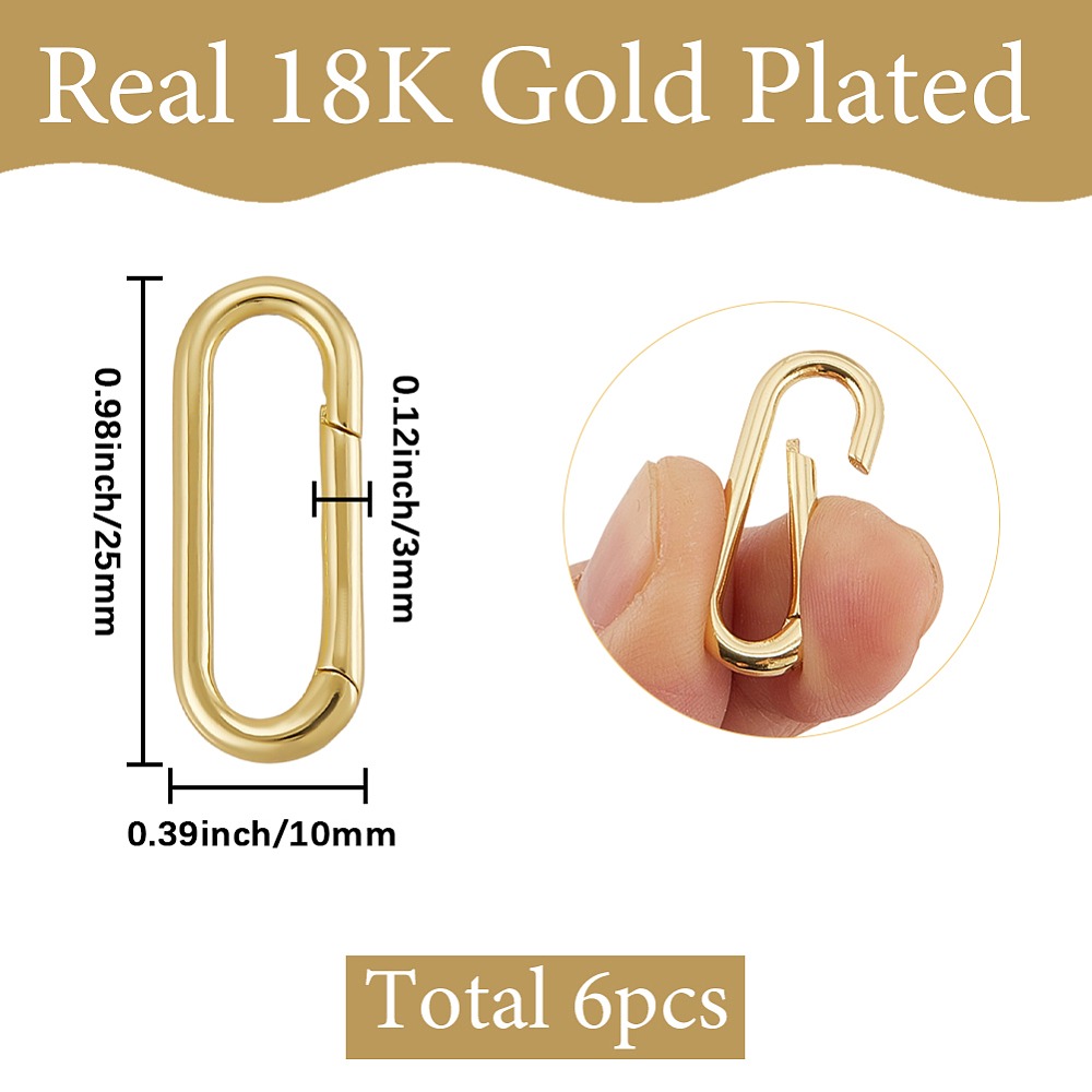 6Pcs Brass Spring Gate Rings L - Gold Plated Ring recension och pris