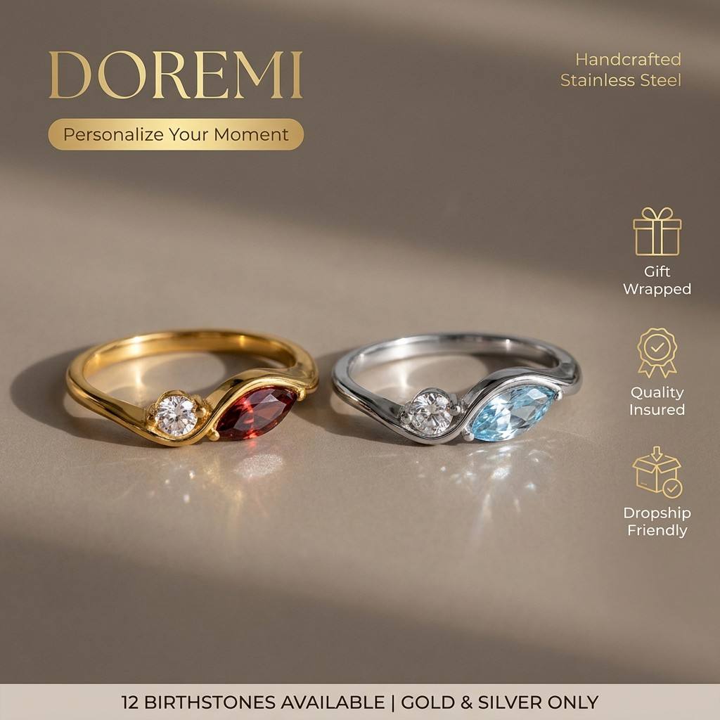 DOREMI Waterproof Tarnish Resi - Birthstone Ring Set recension och pris