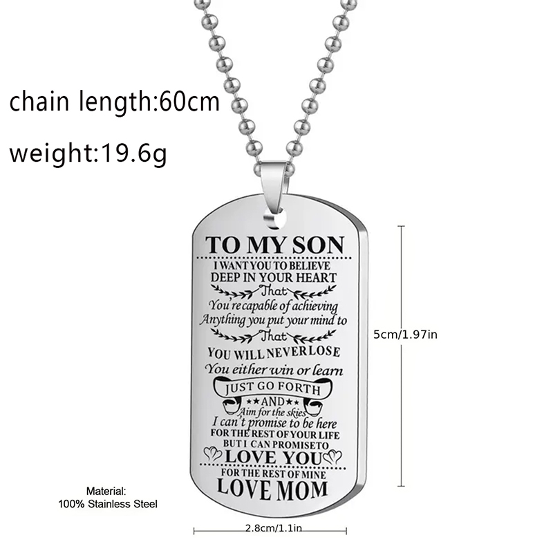 To My Son Inspirational Neckla - Mens Dog Tag Necklace recension och pris