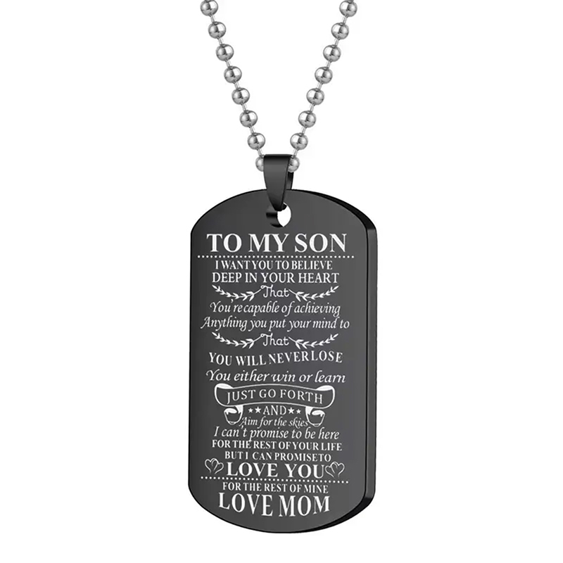 To My Son Inspirational Neckla - Mens Dog Tag Necklace recension och pris