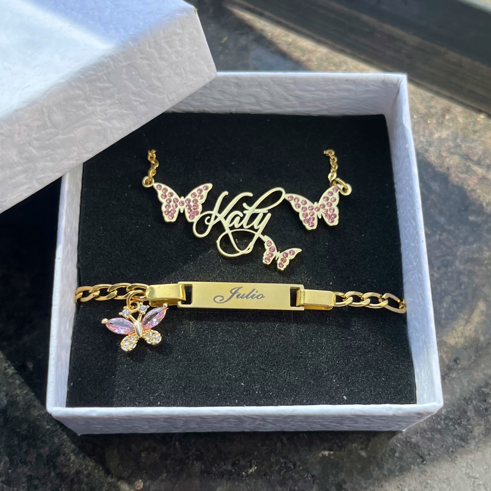 DUOYING Custom Pink Butterfly  - Engraved Name Necklace recension och pris