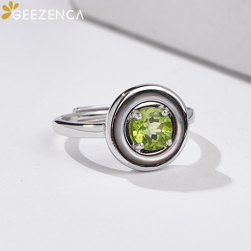 GEEZENCA 925 Sterling Silver P - Birthstone Ring Set recension och pris