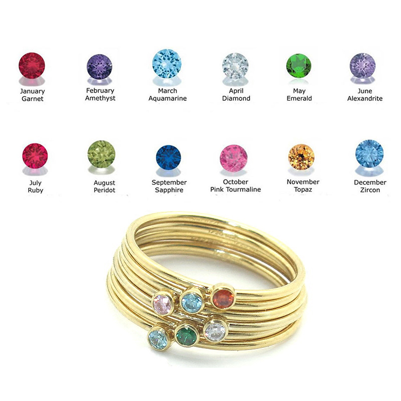 Birthstone Ring 14K gold fille - Birthstone Ring Set recension och pris
