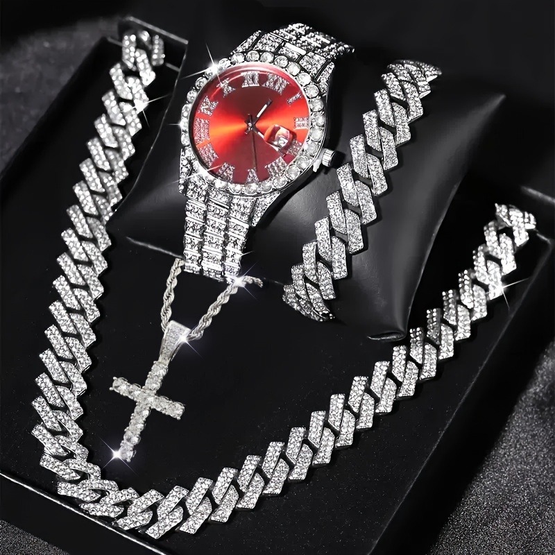 3/4PCS Hip Hop Iced Out Men's  - Icebox Jewelry Watches recension och pris