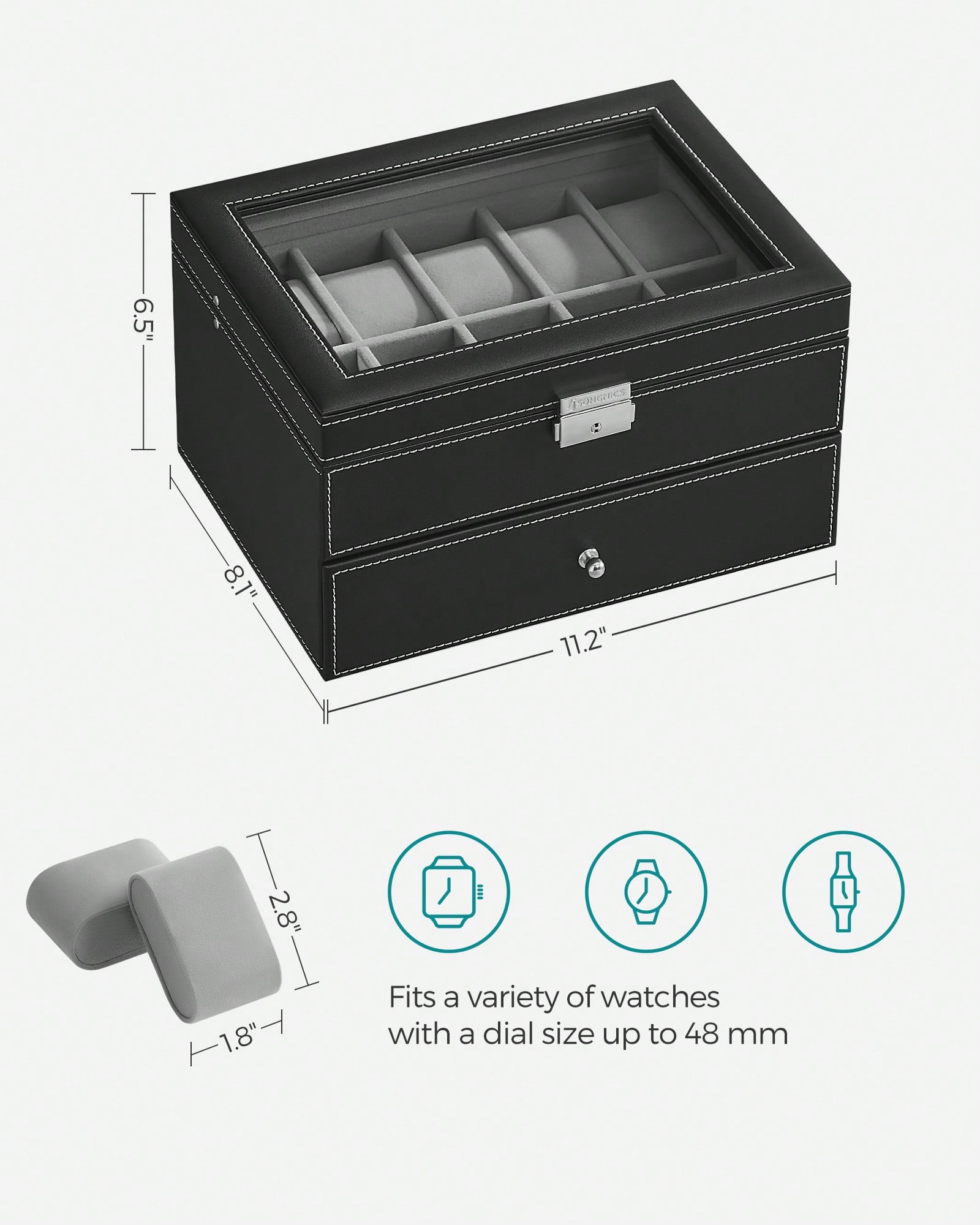 20-Slot Watch Box with Glass L - Jewelry Watches For Women recension och pris