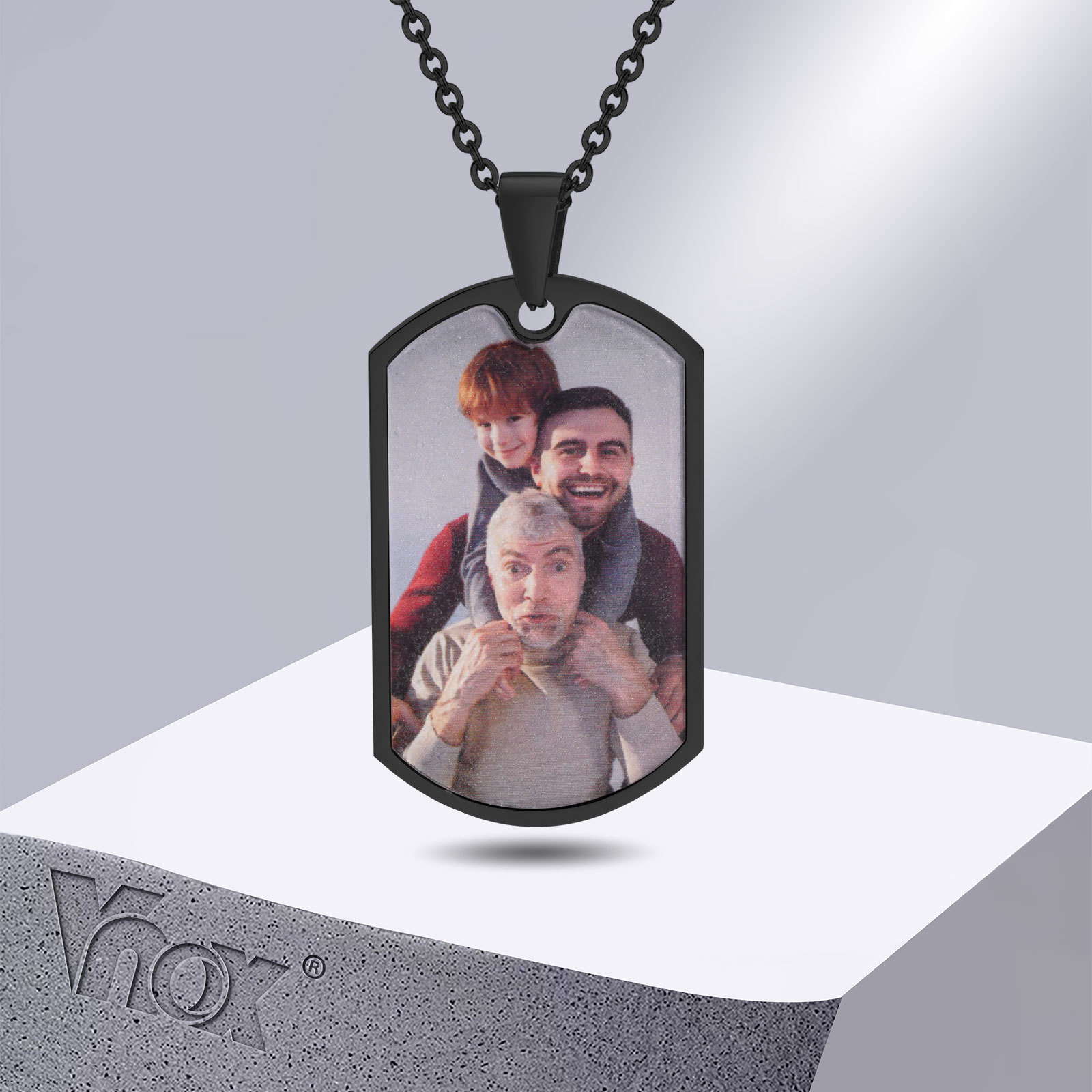 Vnox Free Custom Photos Words  - Mens Dog Tag Necklace recension och pris