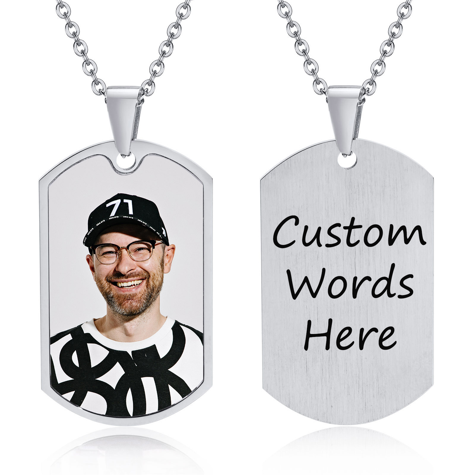 Vnox Free Custom Photos Words  - Mens Dog Tag Necklace recension och pris