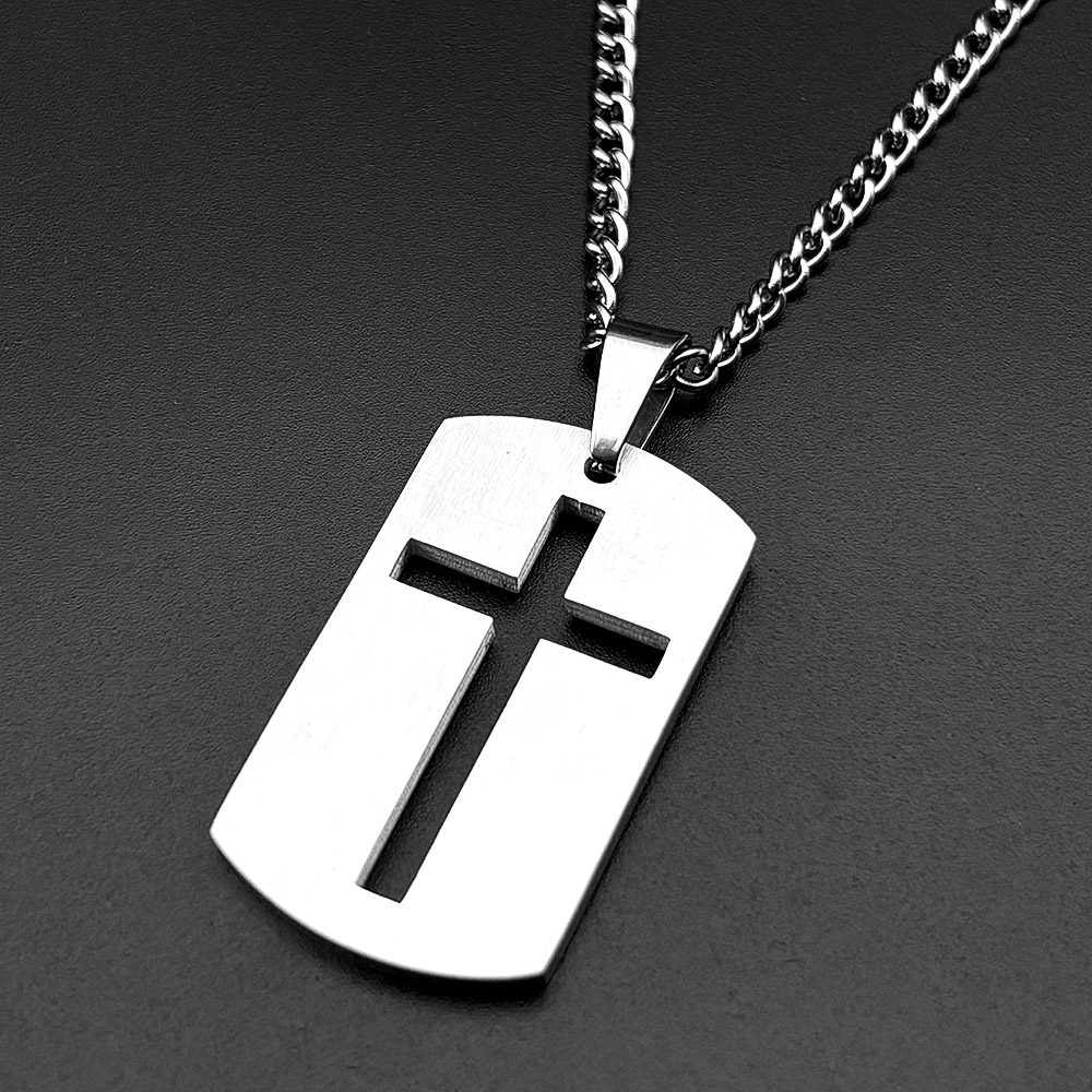Christian Bible Cross Dog Tag  - Mens Dog Tag Necklace recension och pris