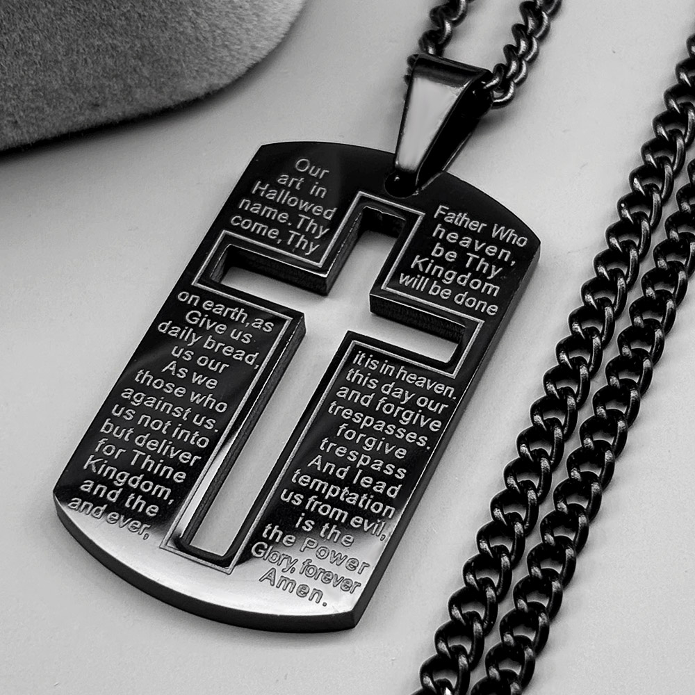 Christian Bible Cross Dog Tag  - Mens Dog Tag Necklace recension och pris