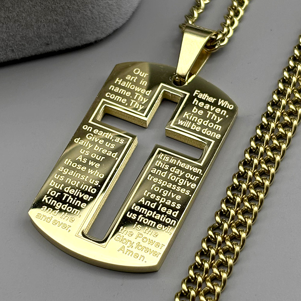 Christian Bible Cross Dog Tag  - Mens Dog Tag Necklace recension och pris