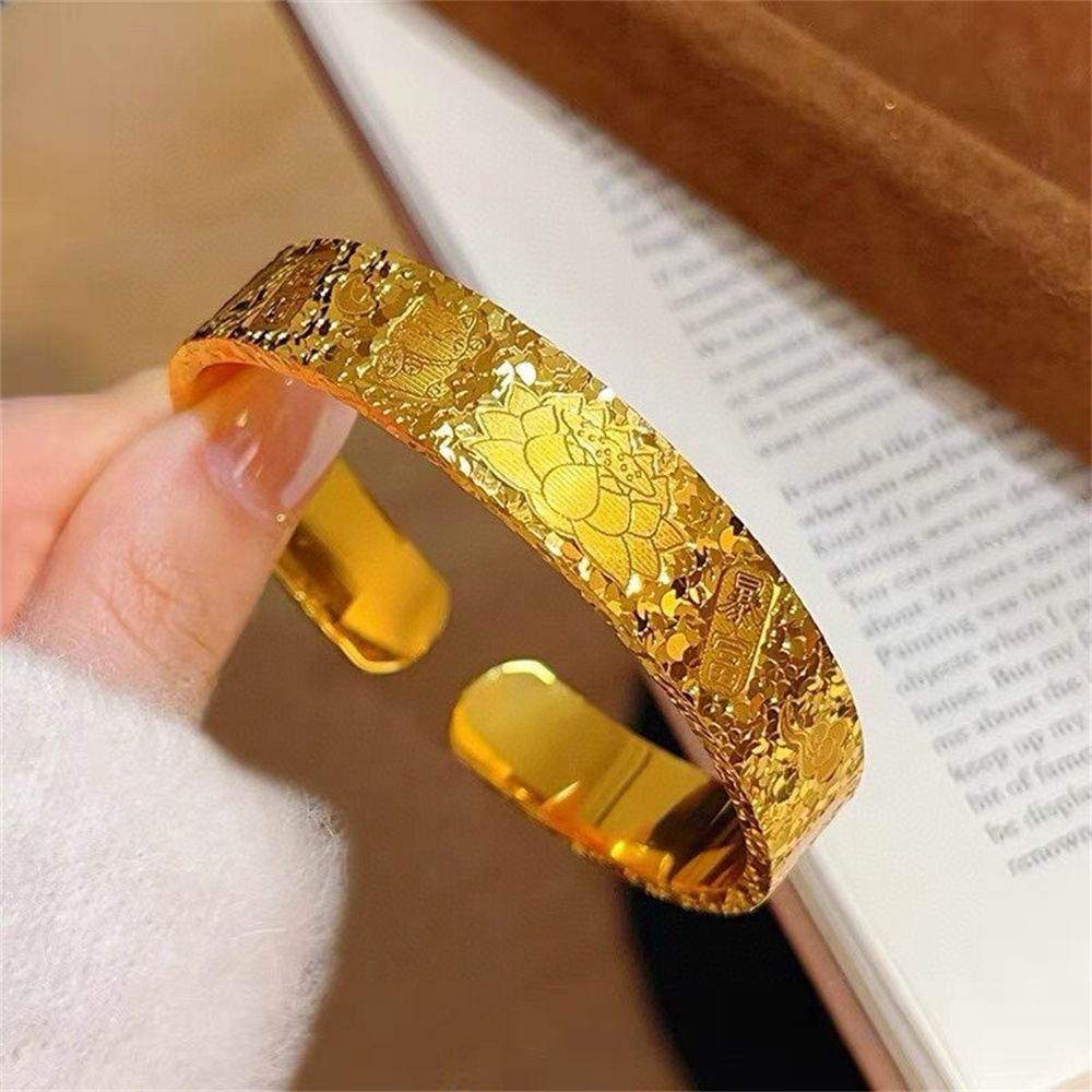 Unisex 14K Gold Plated Stainle - Cuff Bangle Bracelet recension och pris