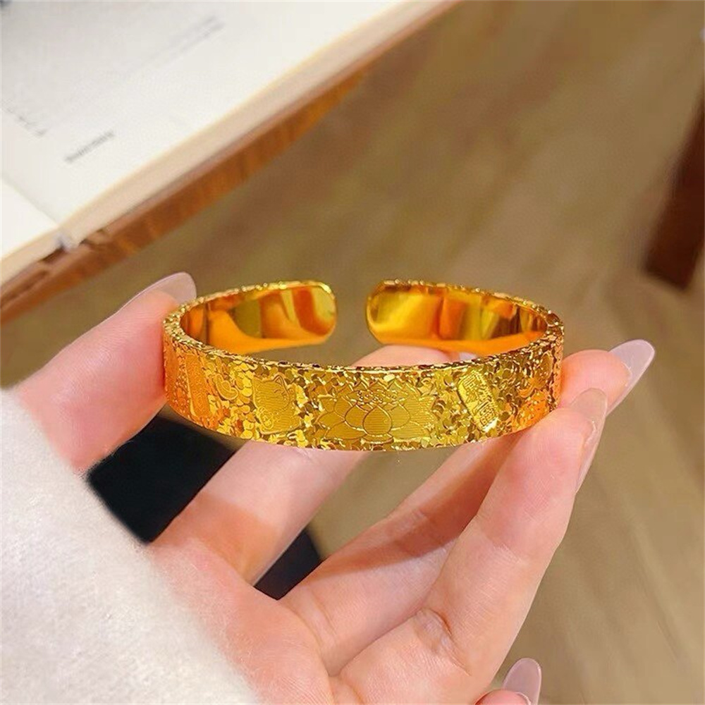 Unisex 14K Gold Plated Stainle - Cuff Bangle Bracelet recension och pris