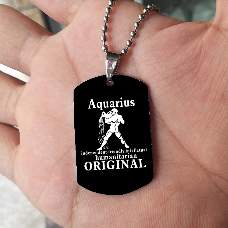 12 Zodiac Signs Necklace For M - Mens Dog Tag Necklace recension och pris