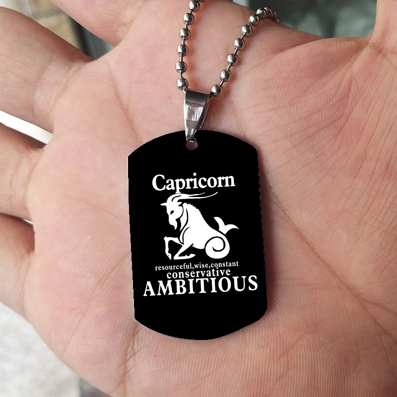 12 Zodiac Signs Necklace For M - Mens Dog Tag Necklace recension och pris