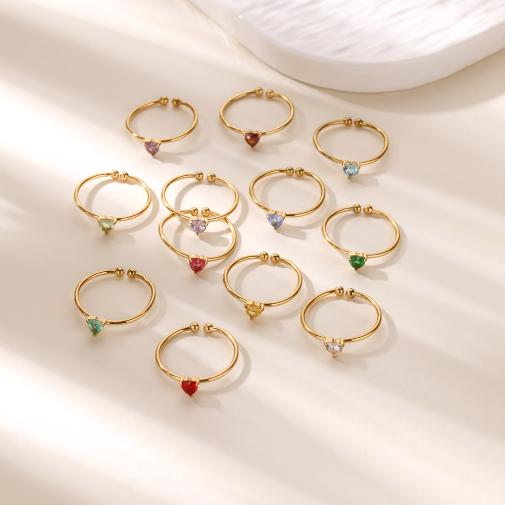 12 Birthstone Zirconia Heart R - Birthstone Ring Set recension och pris