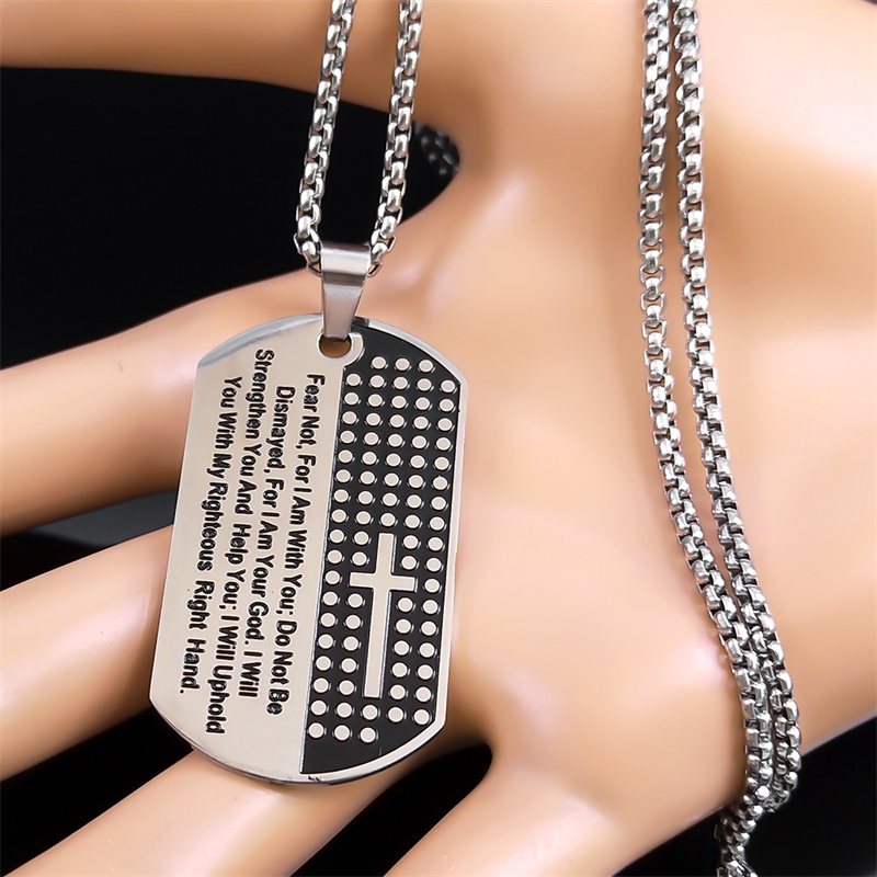 Fear Not for I Am with You Chr - Mens Dog Tag Necklace recension och pris