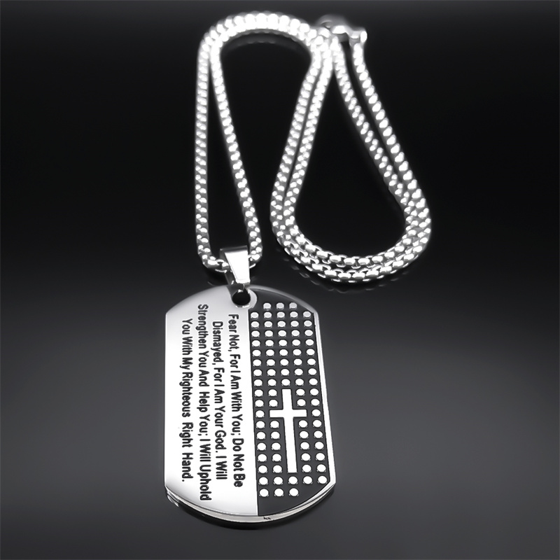 Fear Not for I Am with You Chr - Mens Dog Tag Necklace recension och pris