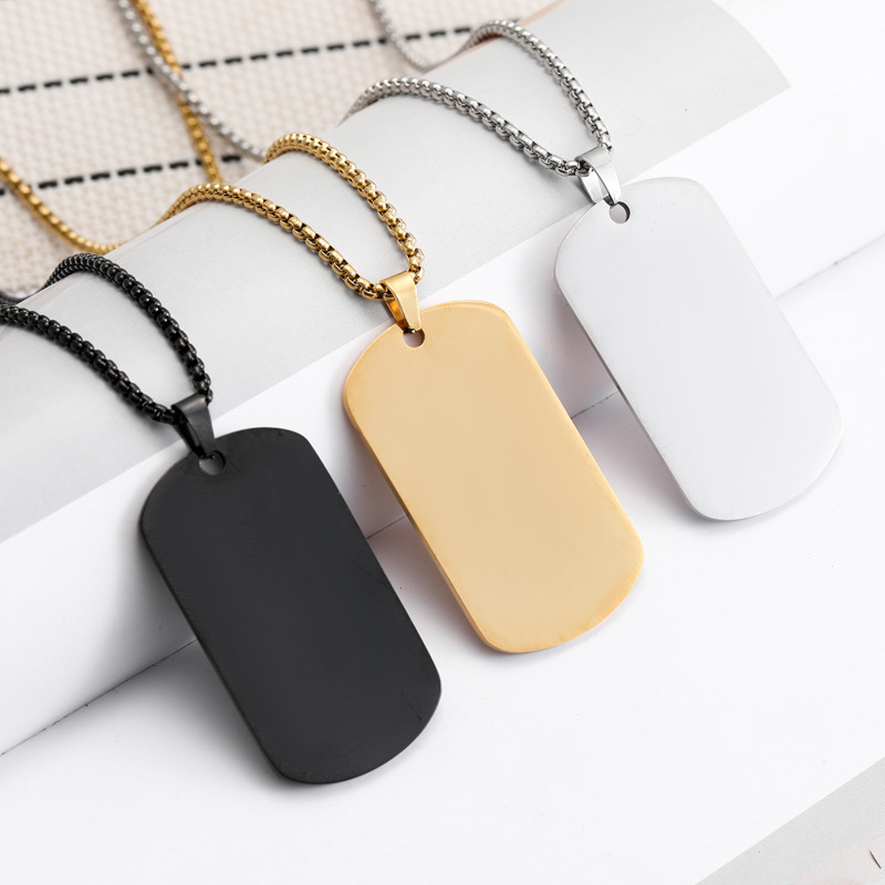 HNSP Plain Stainless Steel Sea - Mens Dog Tag Necklace recension och pris