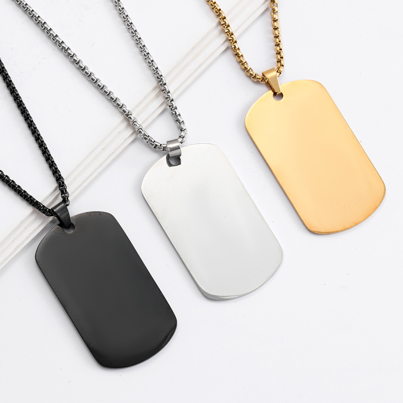 HNSP Plain Stainless Steel Sea - Mens Dog Tag Necklace recension och pris