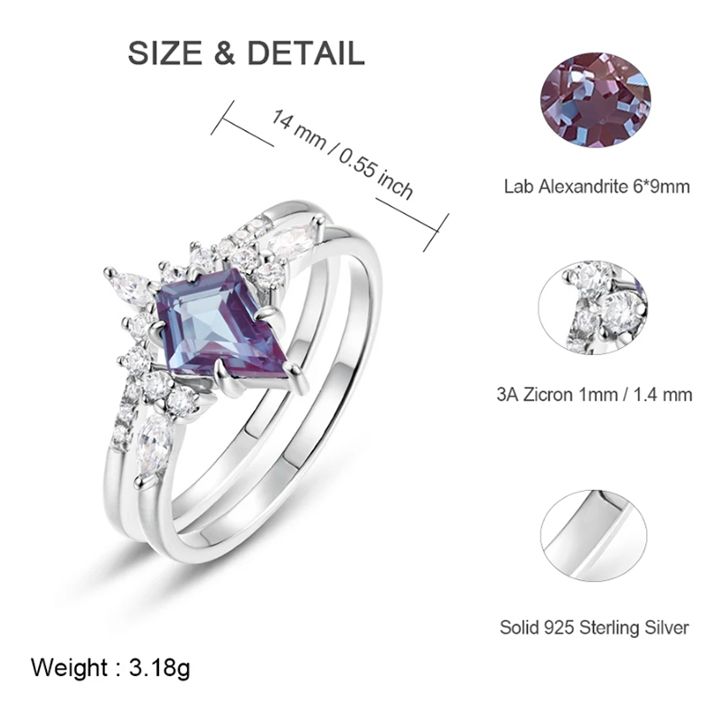 ALLNOEL Kite Cut 0.91ct Alexan - Birthstone Ring Set recension och pris