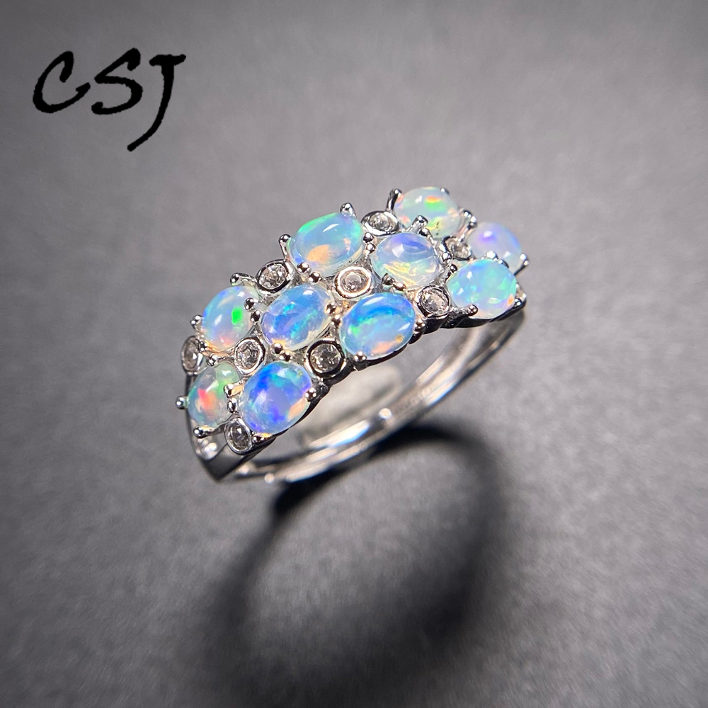 Elegant Natural White Opal Rin - Birthstone Ring Set recension och pris