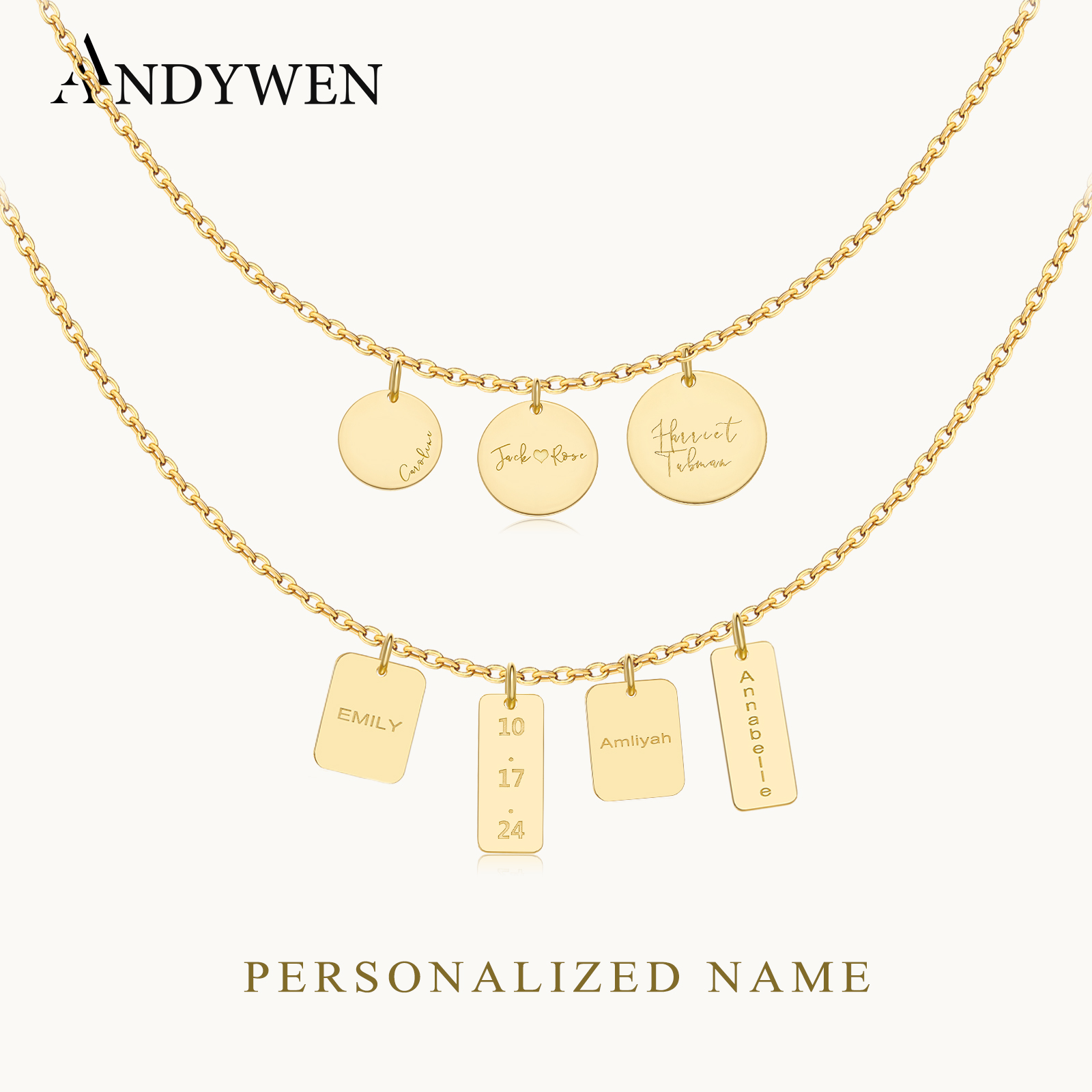 ANDYWEN 925 Sterling Silver Pe - Engraved Name Necklace recension och pris