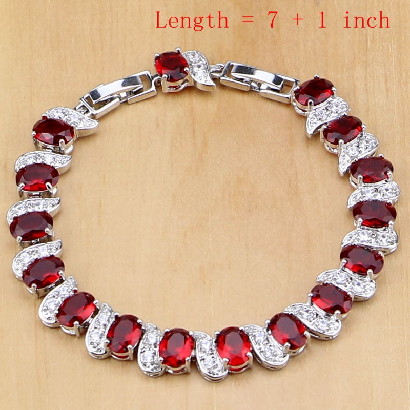 Natural 925 Silver Jewelry Red - Birthstone Ring Set recension och pris