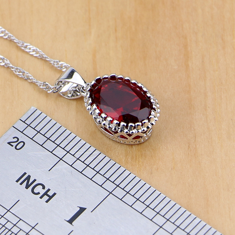 Natural 925 Silver Jewelry Red - Birthstone Ring Set recension och pris
