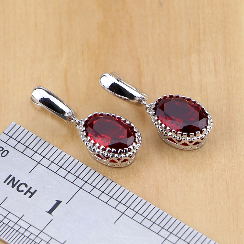 Natural 925 Silver Jewelry Red - Birthstone Ring Set recension och pris