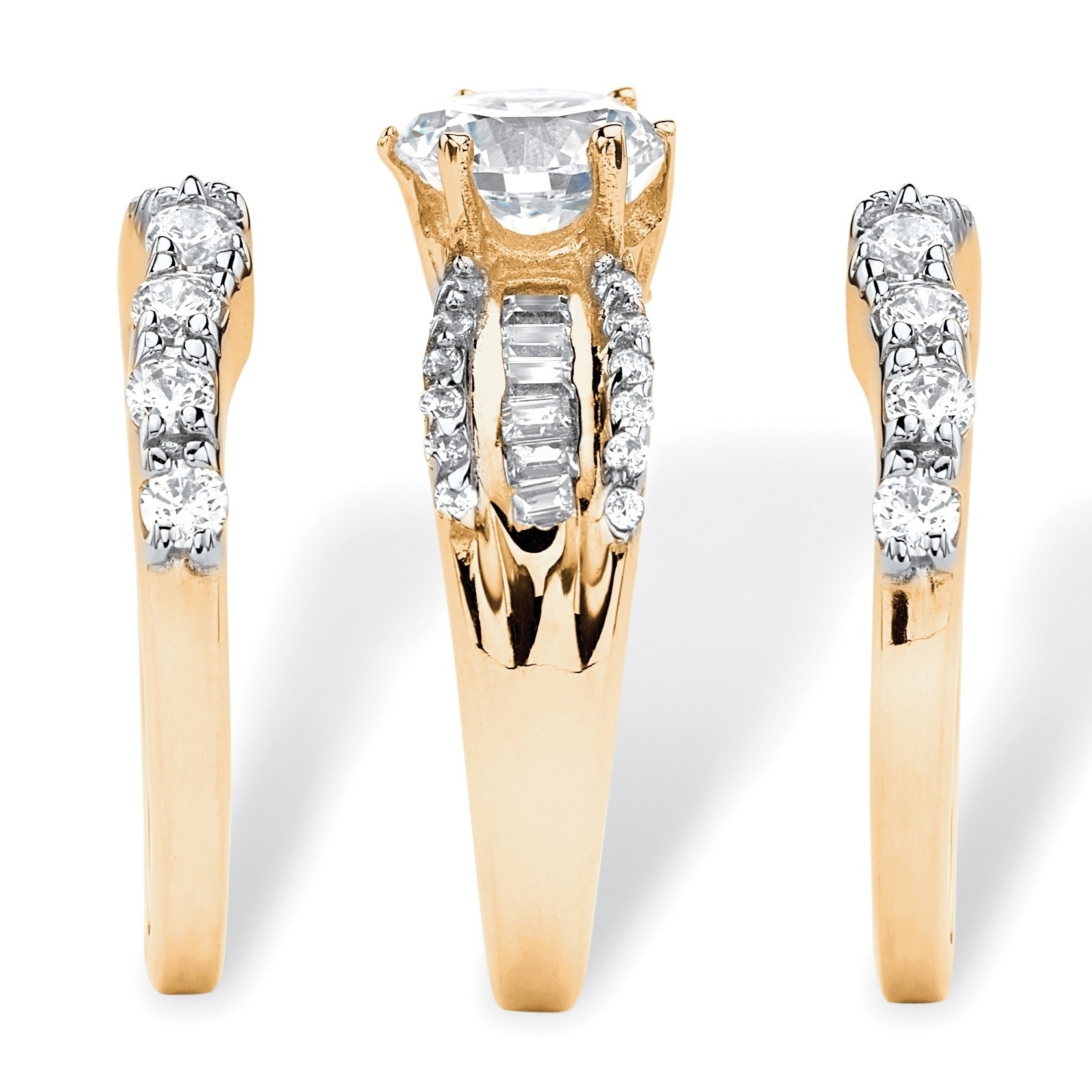 2pcs 100% 18K Gold Wedding Ban - Diamond Stud Earrings recension och pris