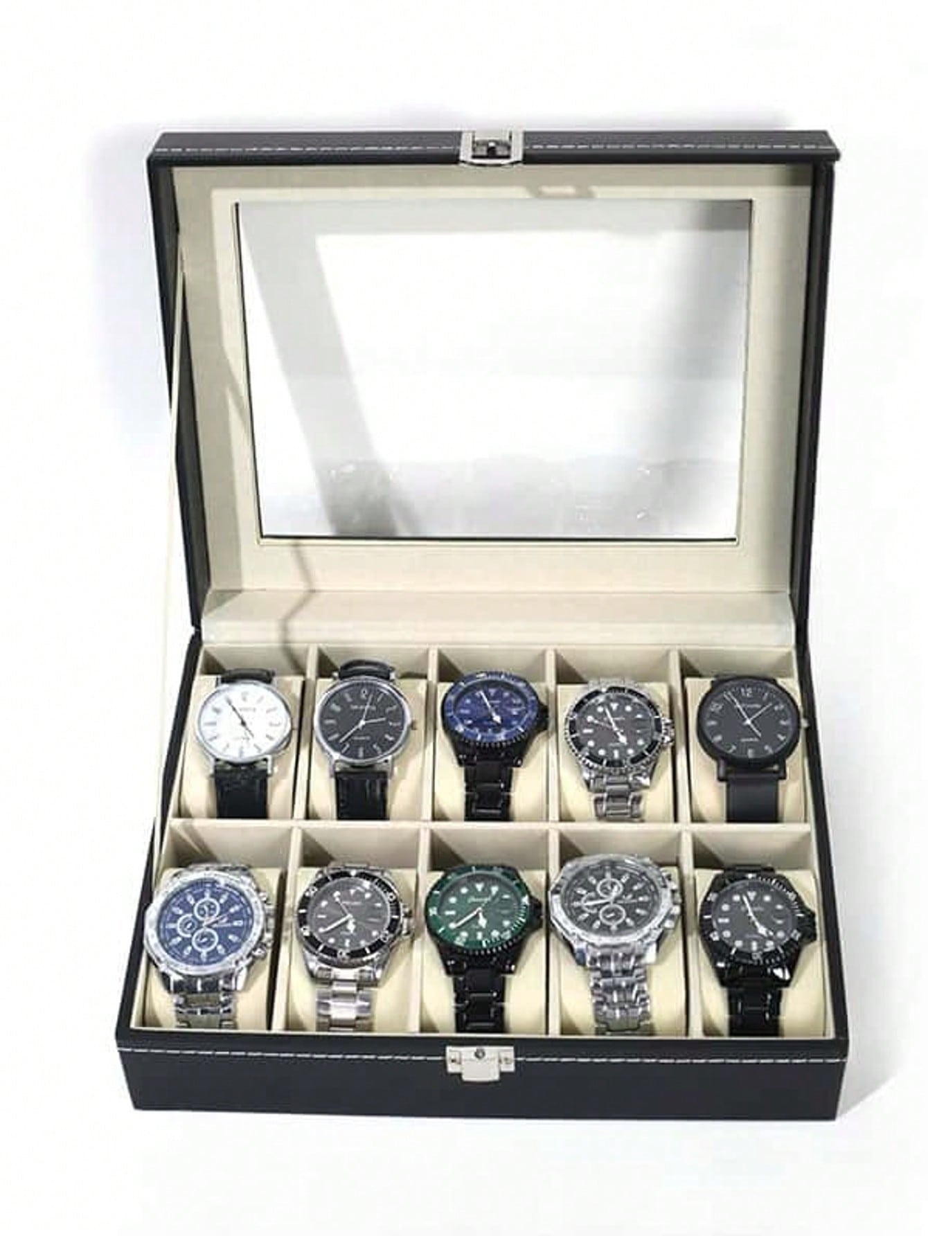 Leather Watch Box with Lock, L - Jewelry Watches For Women recension och pris