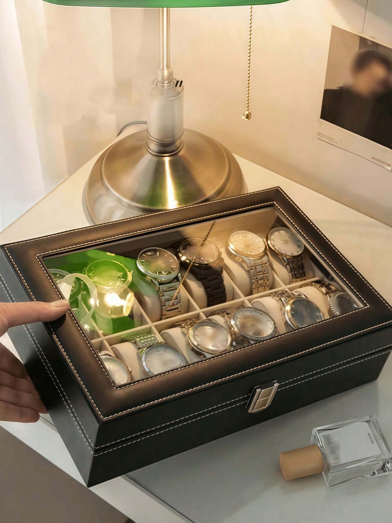Leather Watch Box with Lock, L - Jewelry Watches For Women recension och pris