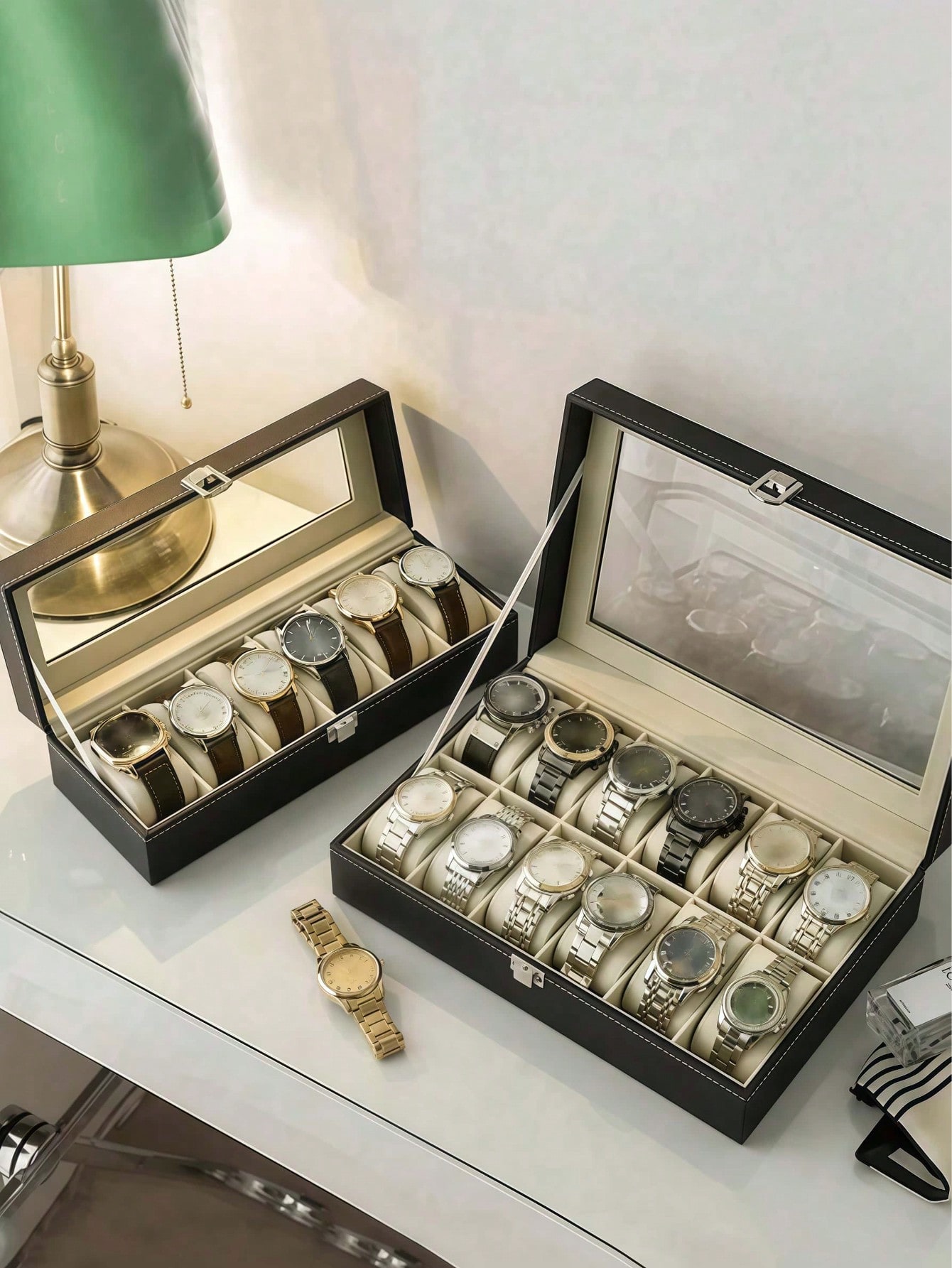 Leather Watch Box with Lock, L - Jewelry Watches For Women recension och pris