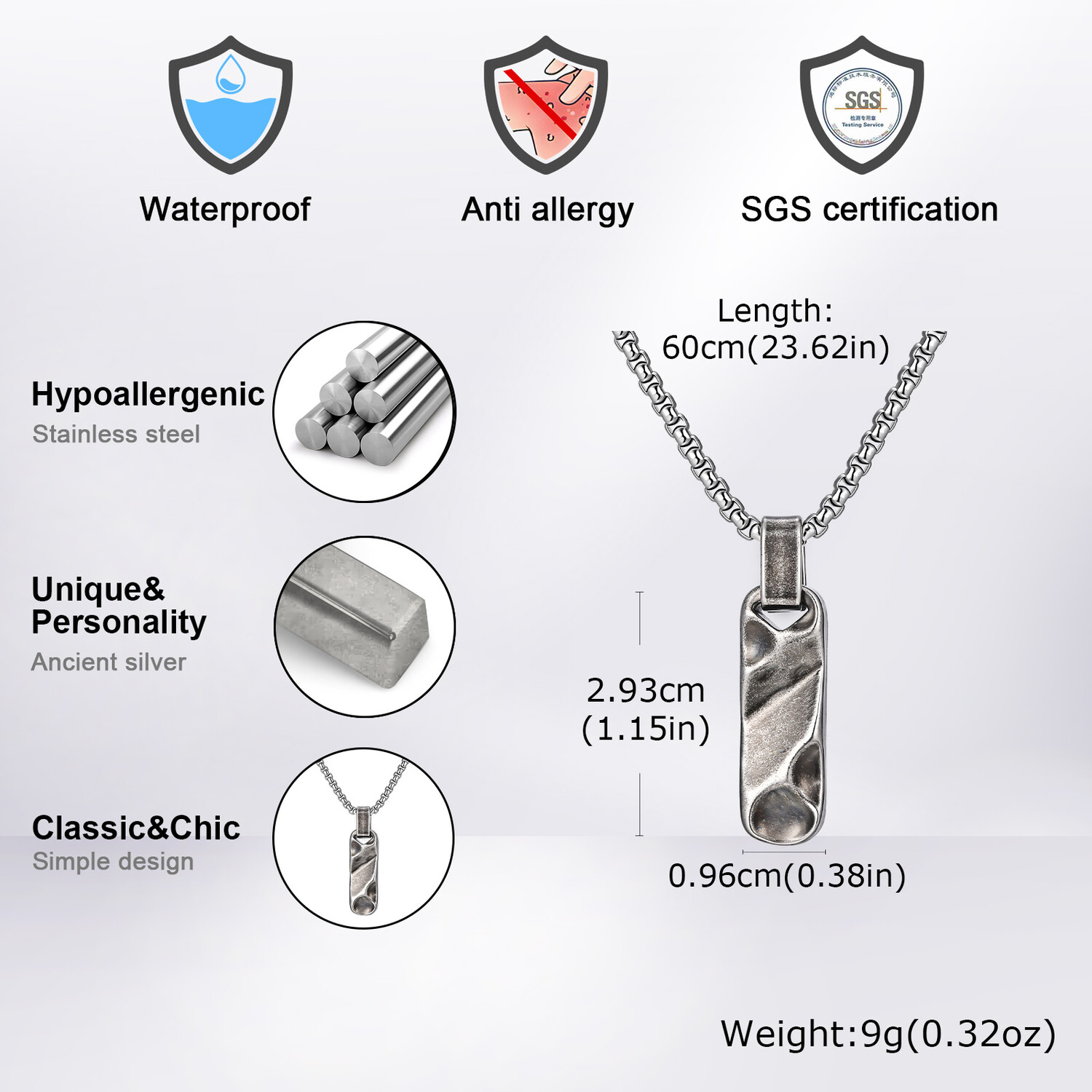 Small Dogtag Pendant Necklaces - Mens Dog Tag Necklace recension och pris