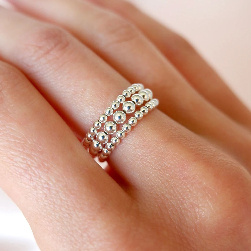 Crystal Ring Stackable  Bead   - Birthstone Ring Set recension och pris