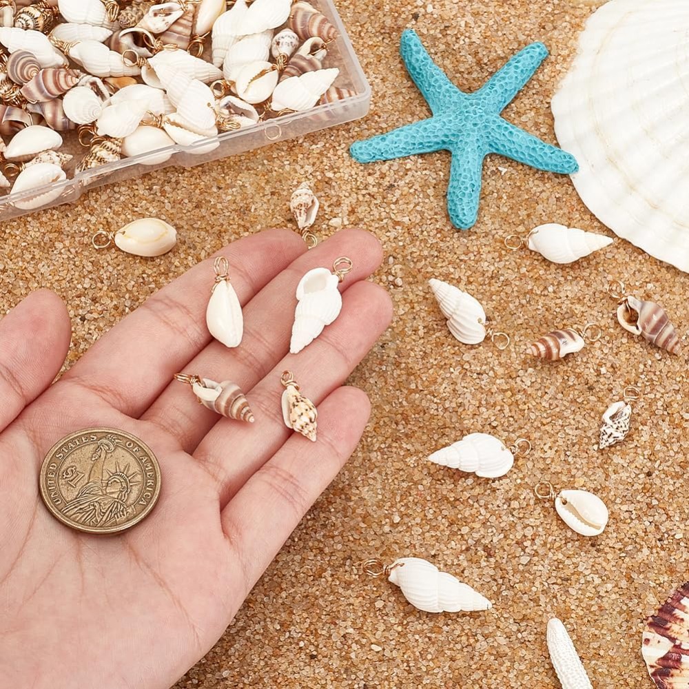 100pcs 4 Styles Natural Shell  - Charm Bracelet Beads recension och pris
