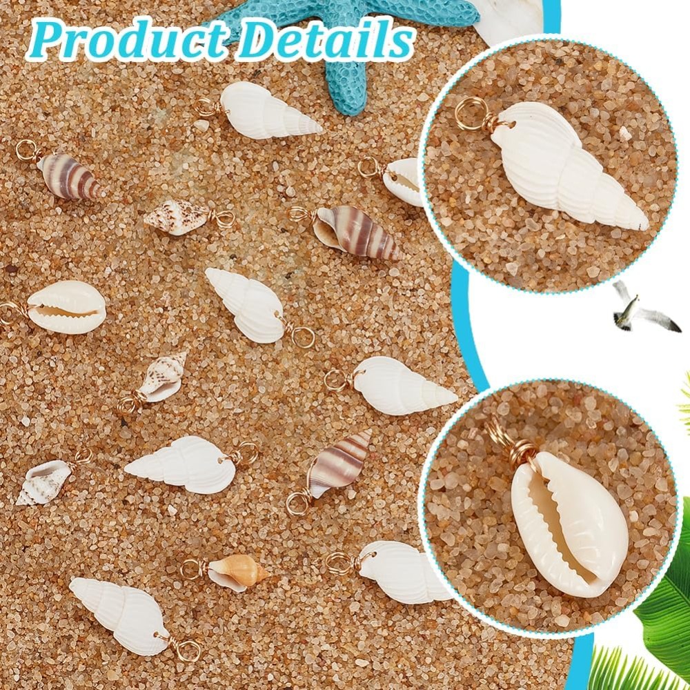 100pcs 4 Styles Natural Shell  - Charm Bracelet Beads recension och pris