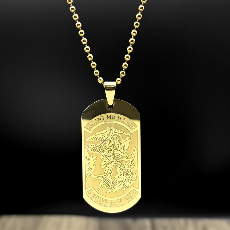 SAINT MICHAEL PROTECT US Archa - Mens Dog Tag Necklace recension och pris