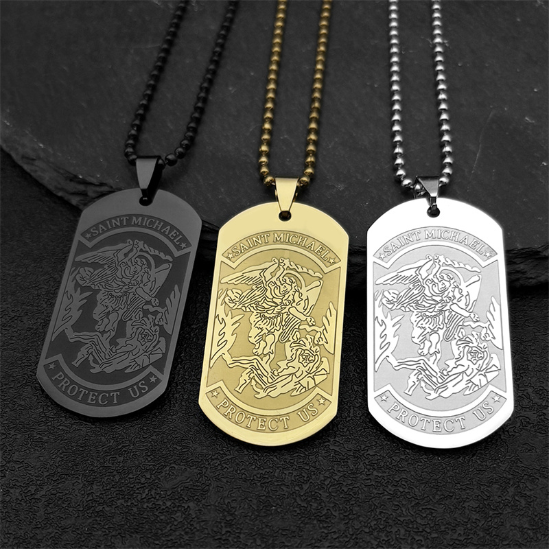 SAINT MICHAEL PROTECT US Archa - Mens Dog Tag Necklace recension och pris